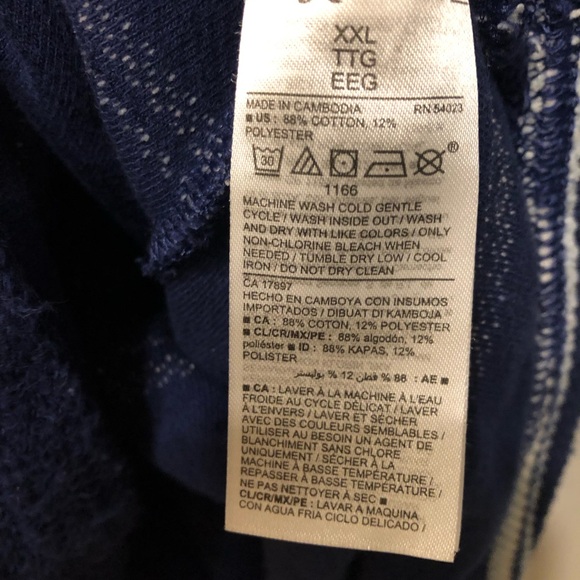 ☀️ Old Navy Short Sleeve Striped Slub Knit Terry Hoodie Size XL - Picture 6 of 11